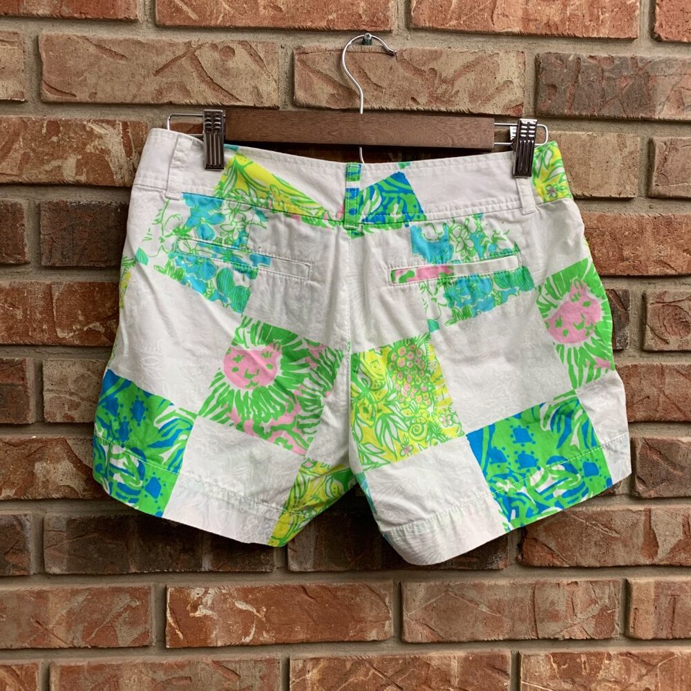 Lilly Pulitzer The Callahan Women's 0 Patchwork 100% Cotton Lioness Shorts GUC - Picture 4 of 16